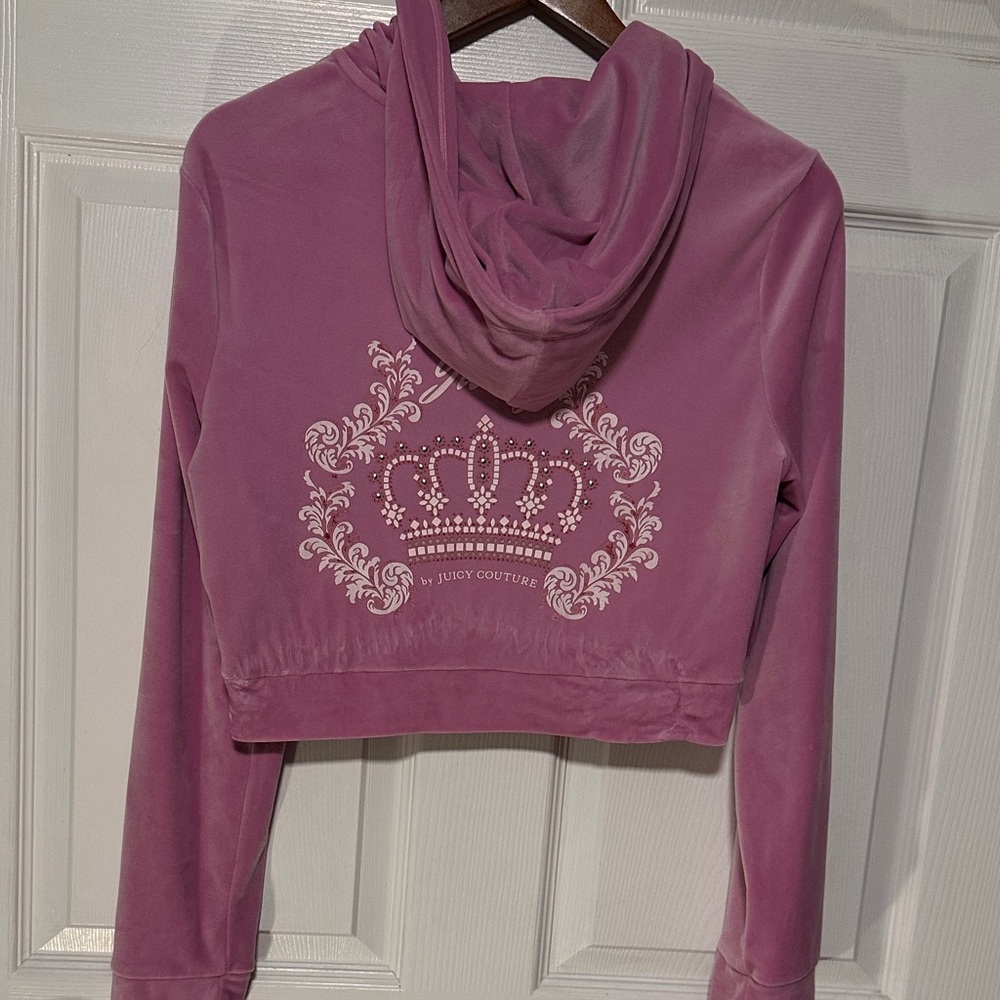 Juicy Couture Mauve Crown Embellished Hoodie